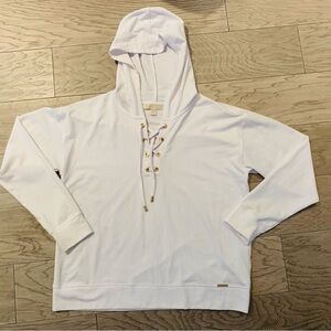 Michael Kors White Hoodie with Gold Accents